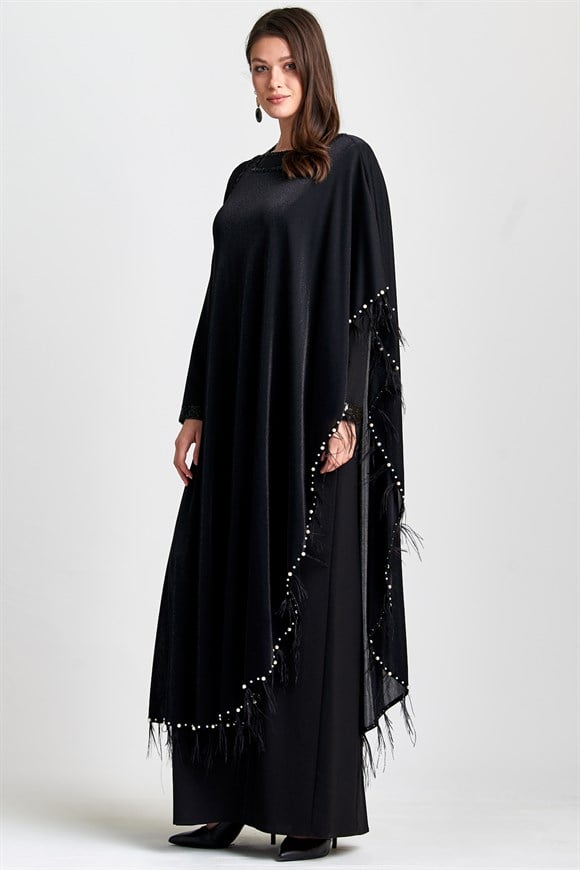 Siyah İnci Ve Püskül Detaylı Elbise