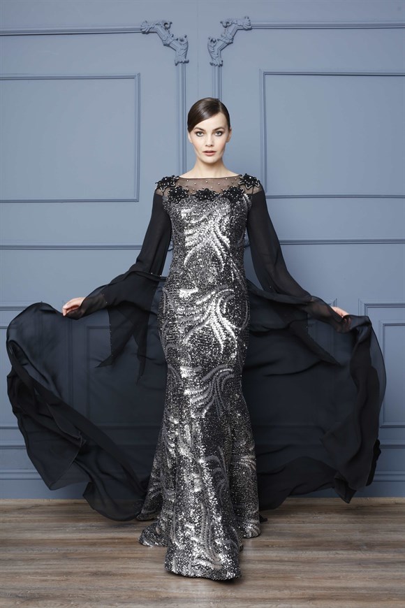Silver - Stamp-SequinedEvening Gown