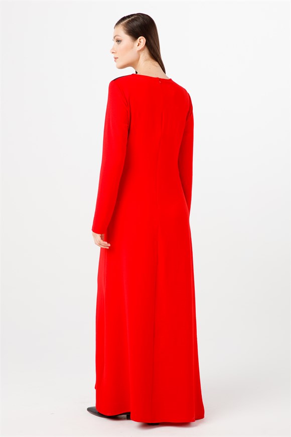 Kırmızı Fileli - Crashlı Elbise