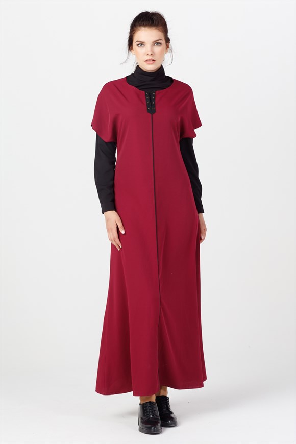 Mürdüm - Jile Yakası Zincir Detaylı Elbiseli Takım