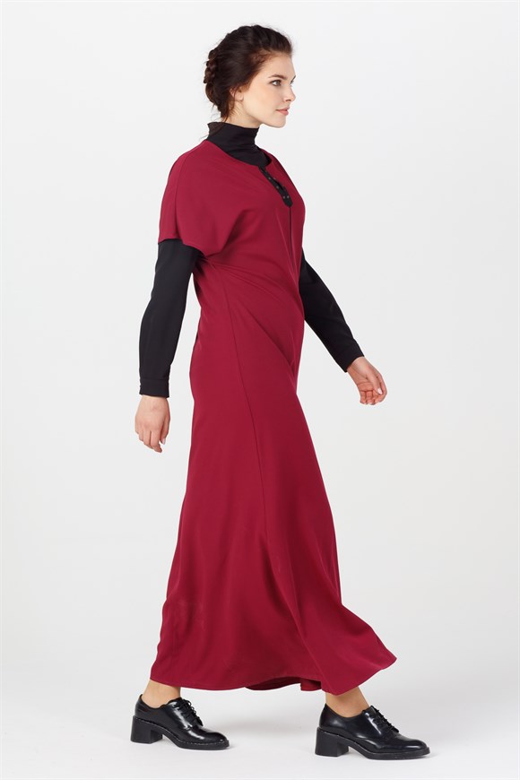 Mürdüm - Jile Yakası Zincir Detaylı Elbiseli Takım