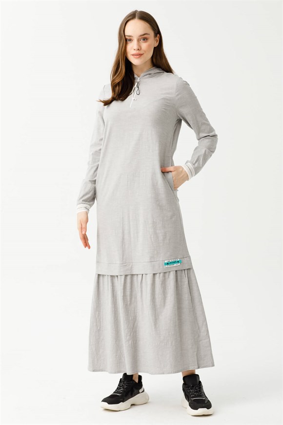 Comfortable Cotton Linen Dress - Grey