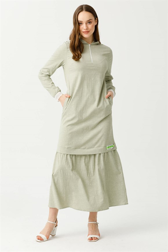 Comfortable Cotton Linen Dress - Khaki
